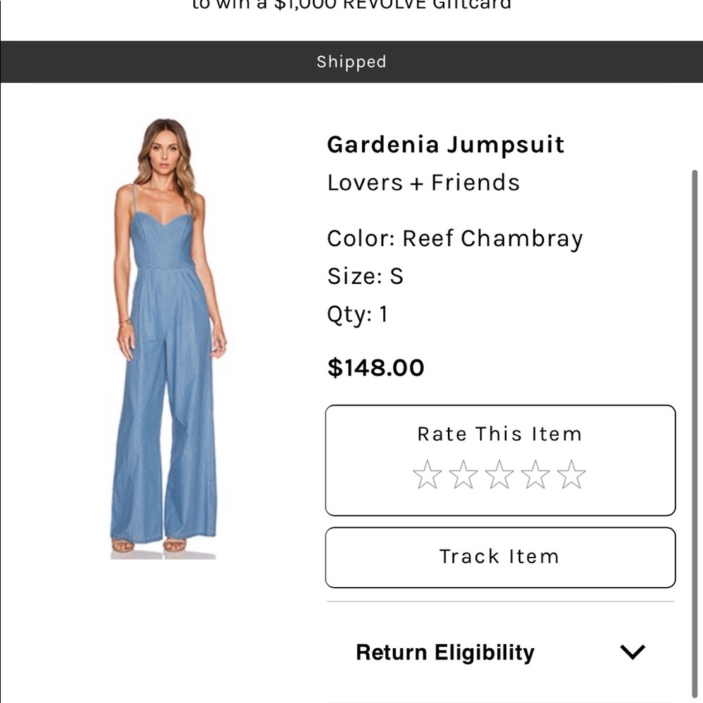 Lovers + Friends Gardenia chambray Jumpsuit